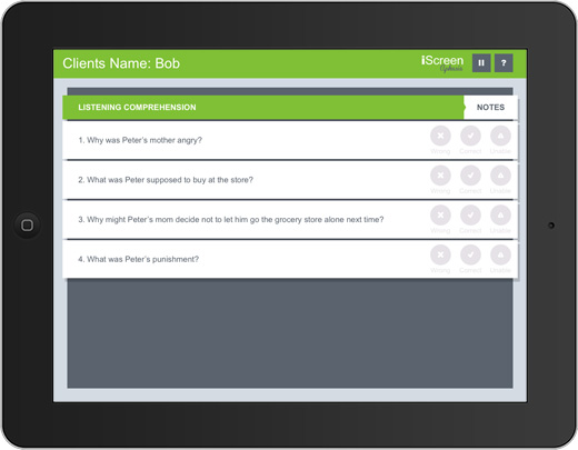 Aphasia screener for speech therapists