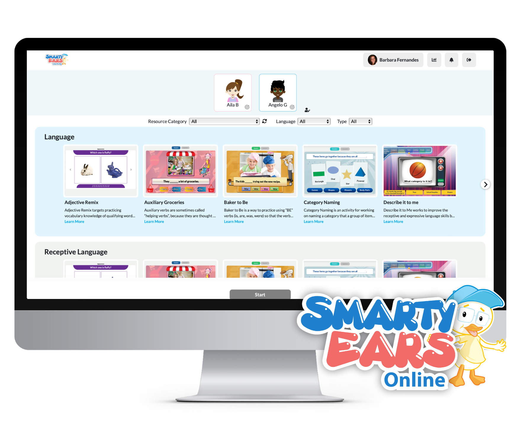 Smarty Ears Online Platform Interface