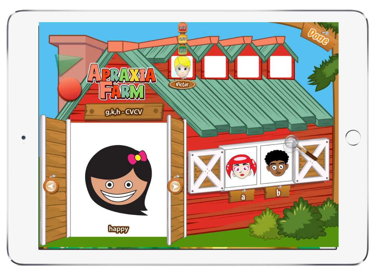 The Farm House with the word happy for g, k, h CVCV practice