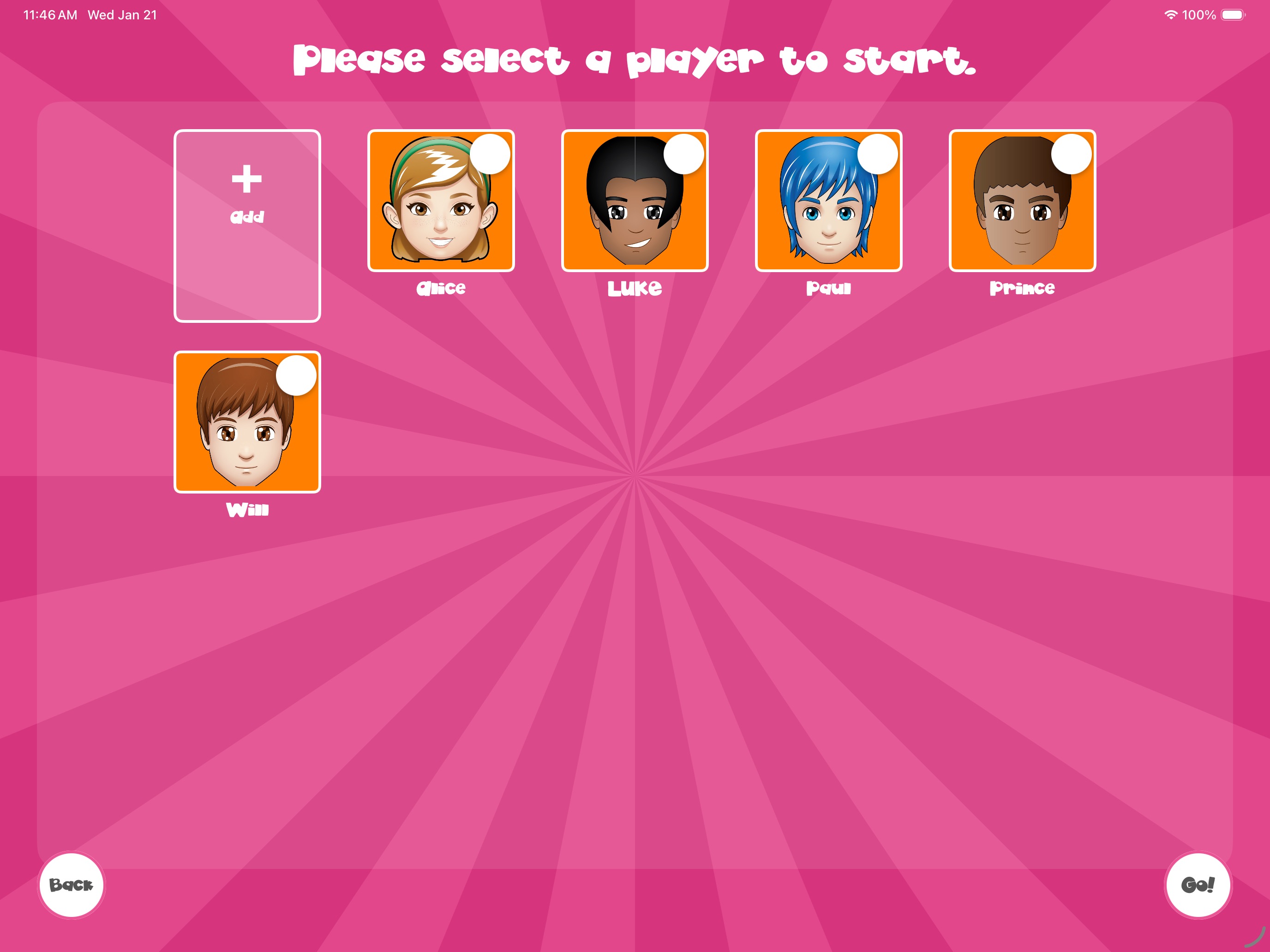 Preposition Remix Player Selection Screen