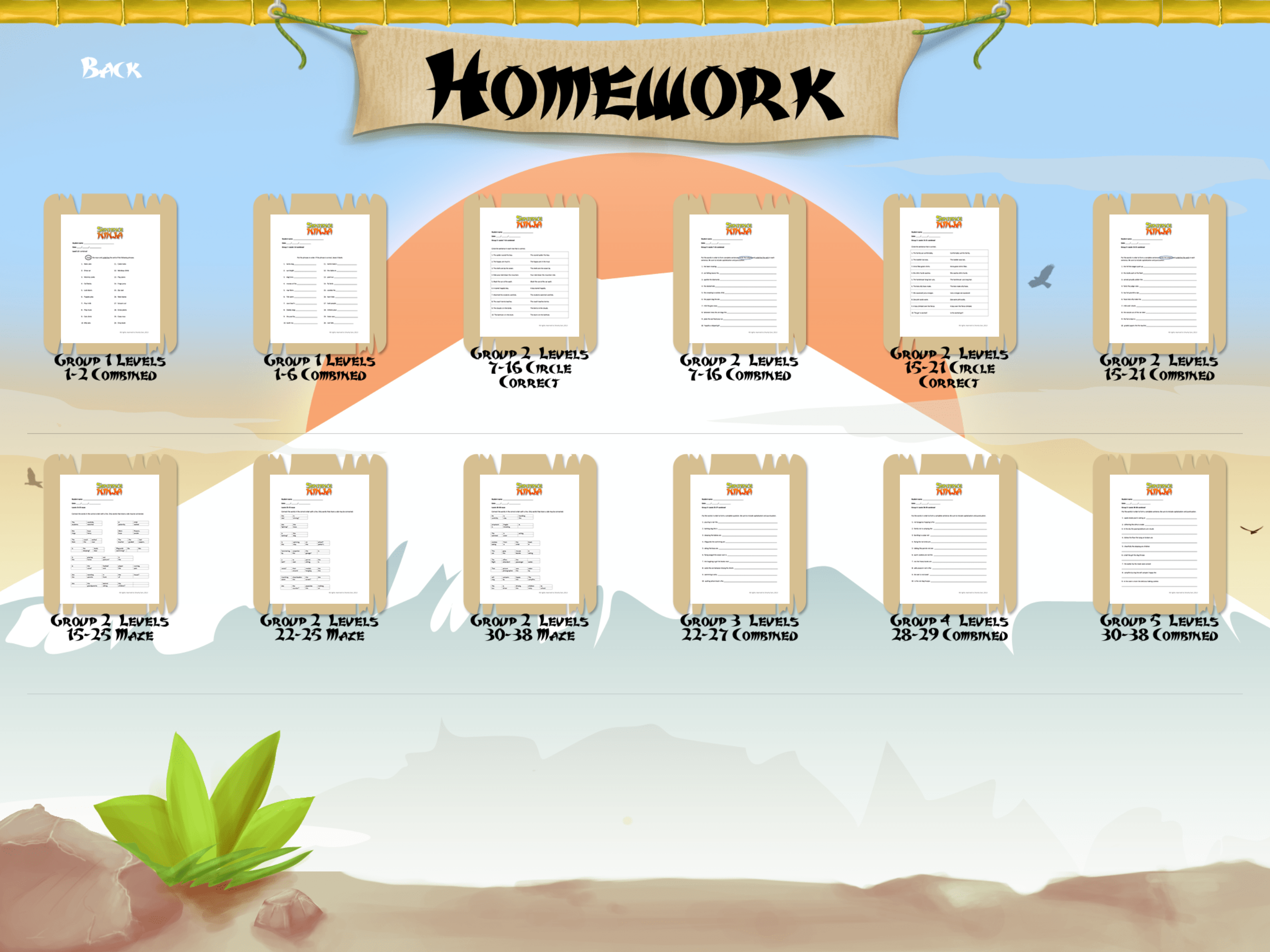 Sentence Ninja Homework Library