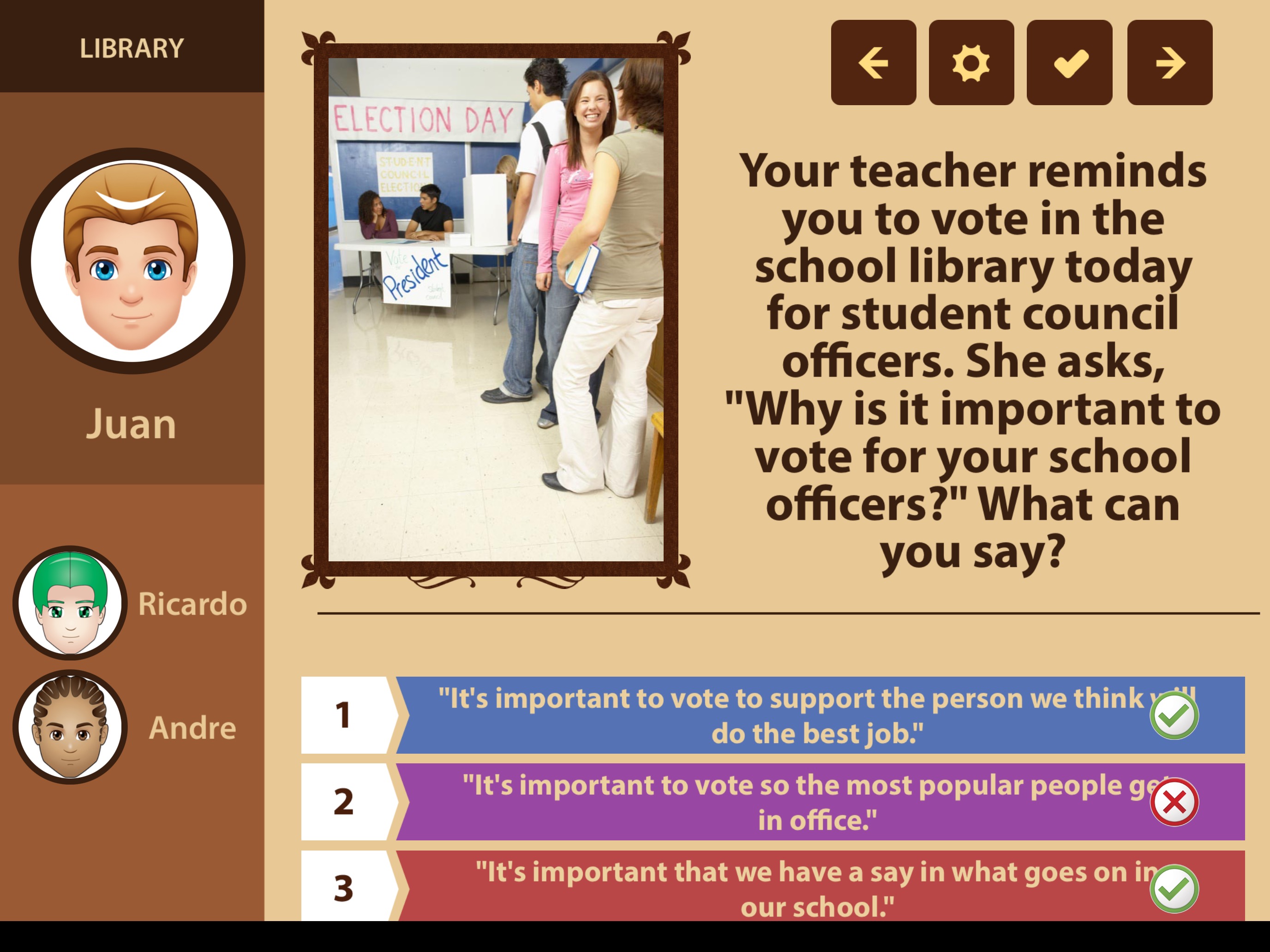 Receptive Mode: Multiple Choice Social Scenarios