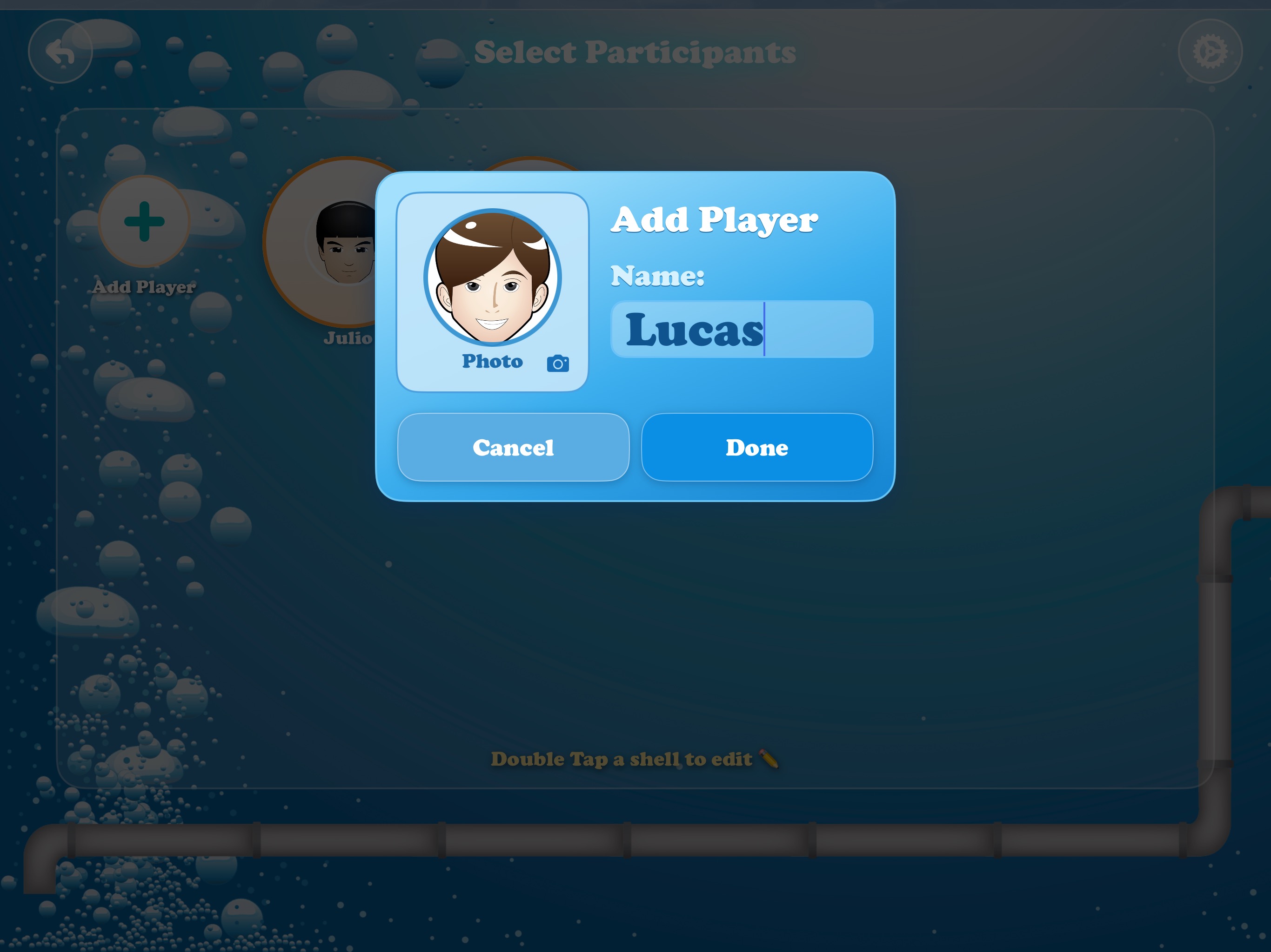 Adding a new player profile popup