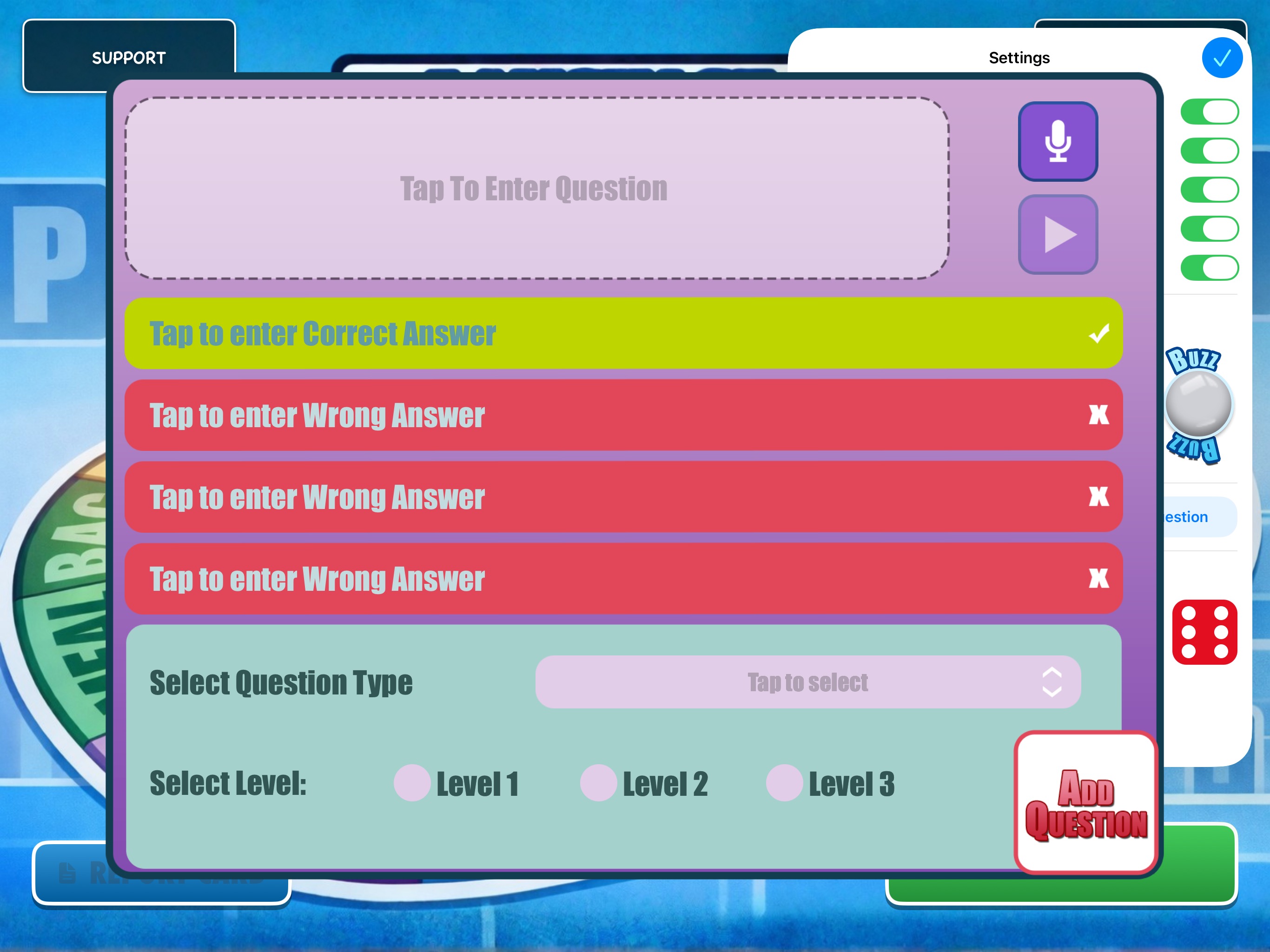 Add Custom Question Interface