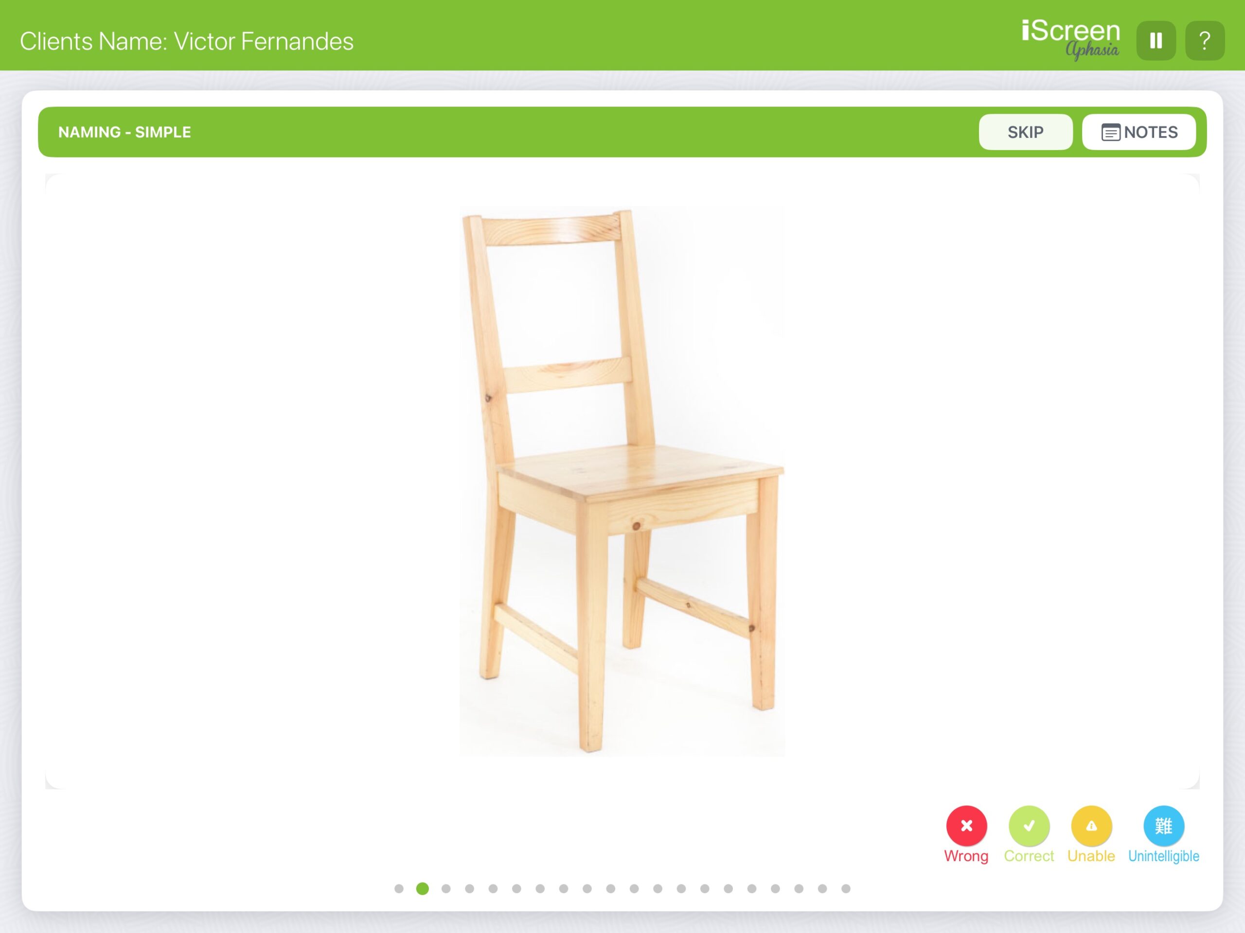 Expressive Language - Simple Naming Chair Task
